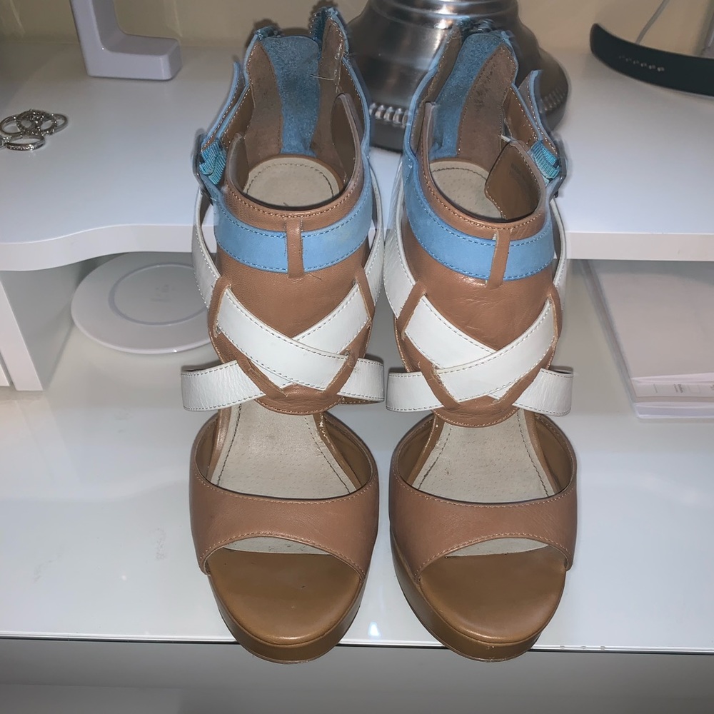 Suede & leather Peep Toe Heels